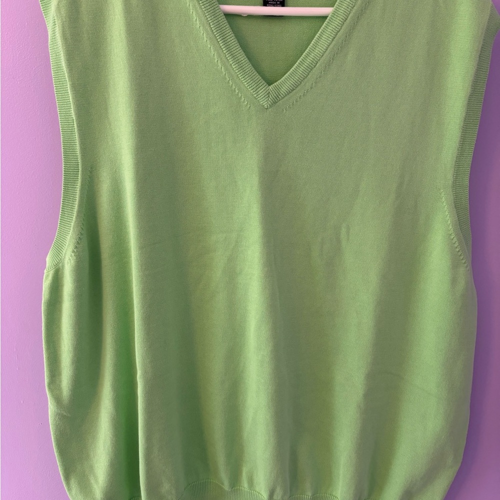 Oxford Green Ribbed Sleeveless Tank Top